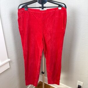 Boden Red Velvet Side-Zip Straight Leg Pants with Pockets Size 14R